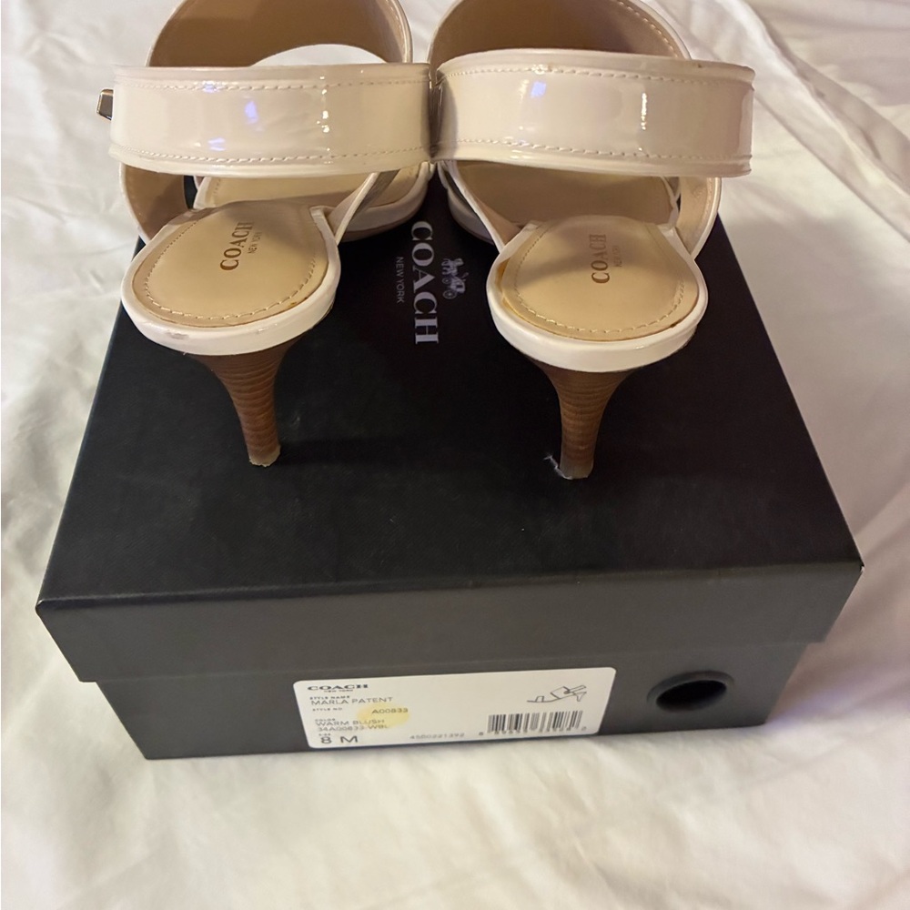 EUC Coach *Marla* Patent Leather Heels with Gold Accent Stacked Heel - Picture 9 of 12